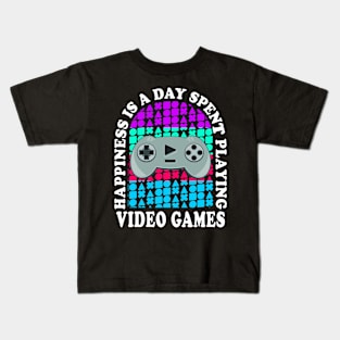 Happiness Is A Day Spent Playing Video Games Funny Kids T-Shirt